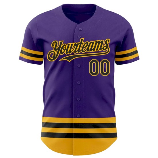 Custom Purple Black-Gold Line Authentic Baseball Jersey Custom Purple Black-Gold Line Authentic Baseball Jersey