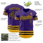 Custom Purple Black-Gold Line Authentic Baseball Jersey Custom Purple Black-Gold Line Authentic Baseball Jersey
