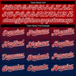 Custom Red Navy-White Gradient Square Shape 3D Pattern Design Bomber Full-Snap Varsity Letterman Hoodie Jacket