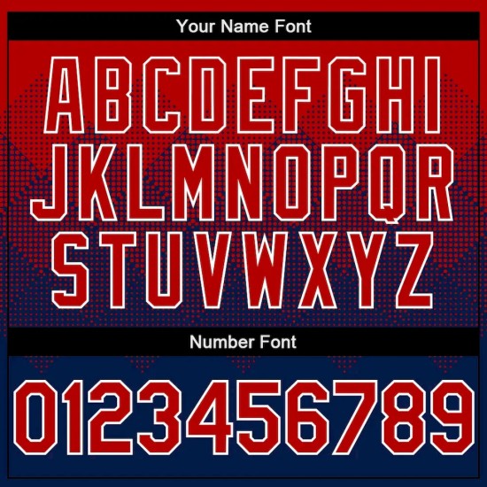 Custom Red Navy-White Gradient Square Shape 3D Pattern Design Bomber Full-Snap Varsity Letterman Hoodie Jacket