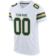 Custom White Green-Gold Mesh Authentic Football Jersey Custom White Green-Gold Mesh Authentic Football Jersey