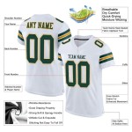 Custom White Green-Gold Mesh Authentic Football Jersey