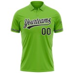 Custom Neon Green Black-White Performance Vapor Golf Polo Shirt Custom Neon Green Black-White Performance Vapor Golf Polo Shirt