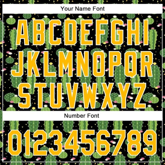 Custom Black Gold-White 3D Pattern Design Cactus Festival Authentic Baseball Jersey Custom Black Gold-White 3D Pattern Design Cactus Festival Authentic Baseball Jersey