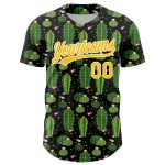 Custom Black Gold-White 3D Pattern Design Cactus Festival Authentic Baseball Jersey Custom Black Gold-White 3D Pattern Design Cactus Festival Authentic Baseball Jersey