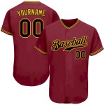 Custom Crimson Black-Gold Authentic Baseball Jersey Custom Crimson Black-Gold Authentic Baseball Jersey