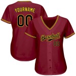 Custom Crimson Black-Gold Authentic Baseball Jersey Custom Crimson Black-Gold Authentic Baseball Jersey