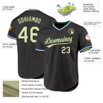 Custom Black Cream Green-Royal Authentic Throwback Baseball Jersey Custom Black Cream Green-Royal Authentic Throwback Baseball Jersey