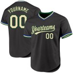 Custom Black Cream Green-Royal Authentic Throwback Baseball Jersey Custom Black Cream Green-Royal Authentic Throwback Baseball Jersey