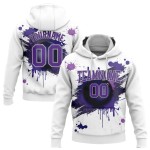 Custom Stitched White Purple-Gray 3D Dripping Splatter Bowling Ball Sports Pullover Sweatshirt Hoodie Custom Stitched White Purple-Gray 3D Dripping Splatter Bowling Ball Sports Pullover Sweatshirt Hoodie